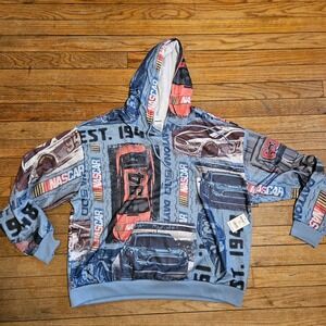 NASCAR Daytona 500 Est 1948 All Over Print Hoodie‎ Men's 2XL Chambray